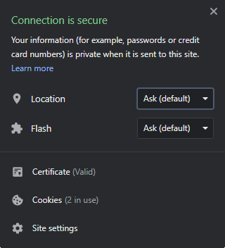 Chrome website secure connection